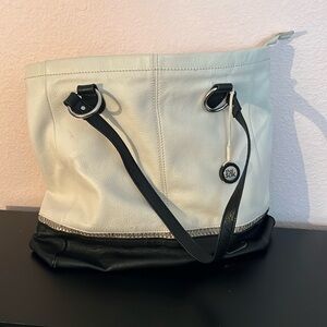 the Sak — black & white leather handbag